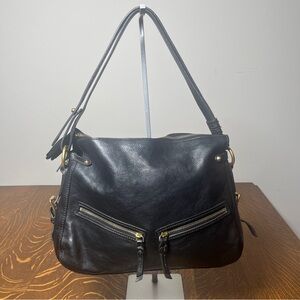 Dooney & Bourke Black Florentine Leather East West Zip Sac Shoulder Bag